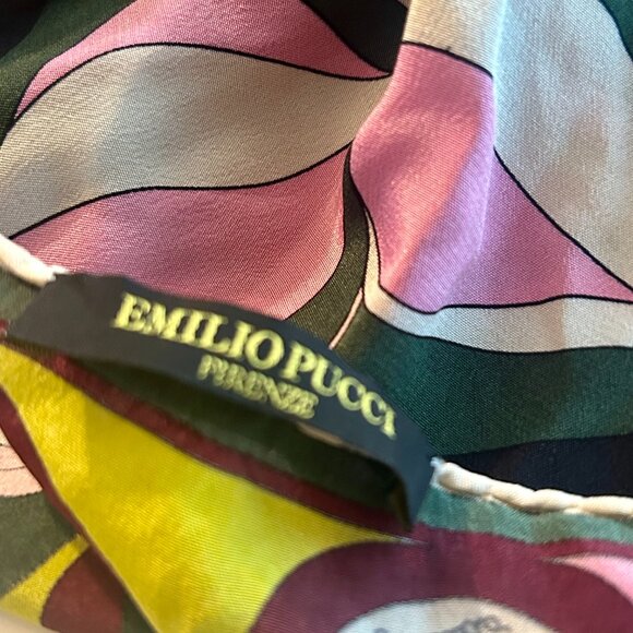 Vintage, Rare Emilio Pucci Silk Scarf - Flowers & Geometrics - Picture 2 of 3